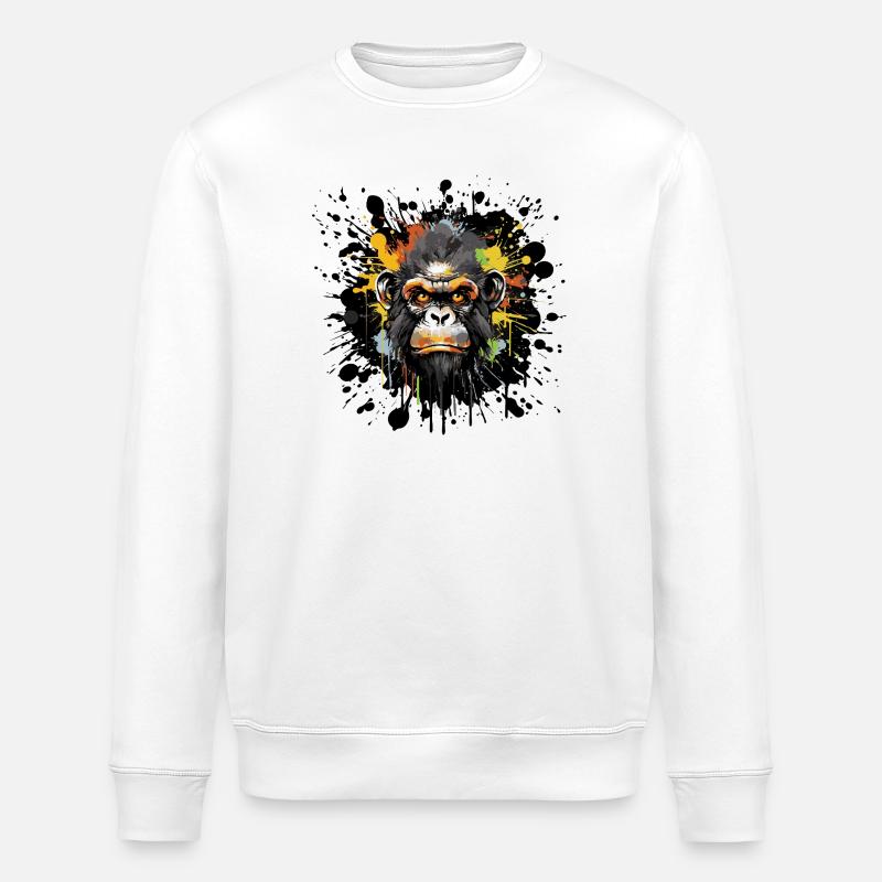 Graffiti Affe Tier - Stanley/Stella Unisex Bio-Sweatshirt ROLLER - Weiß