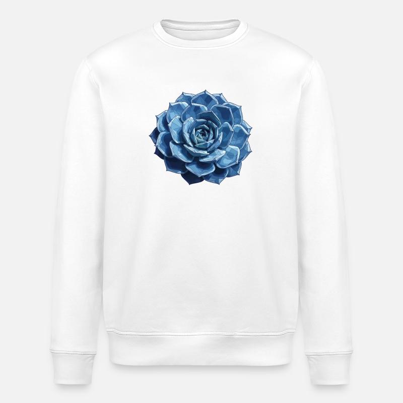 Blue Geometric Rosette - Stanley/Stella ROLLER Unisex Organic Sweatshirt - white