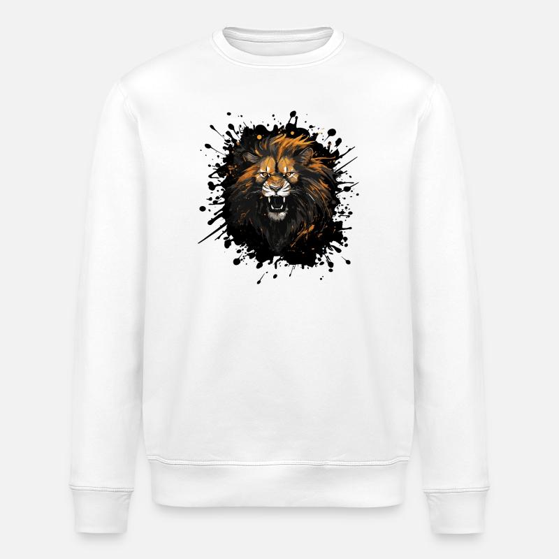 Löwenkopf Löwe Klecks - Stanley/Stella Unisex Bio-Sweatshirt ROLLER - Weiß