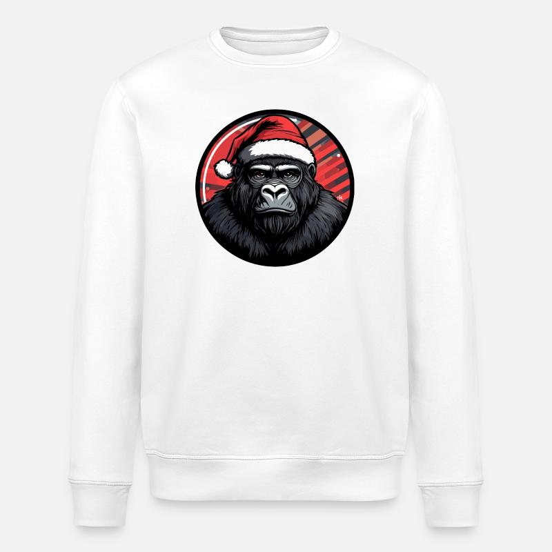 Nuit festive du Gorille Santa - Sweat bio ROLLER Stanley/Stella Unisexe - blanc