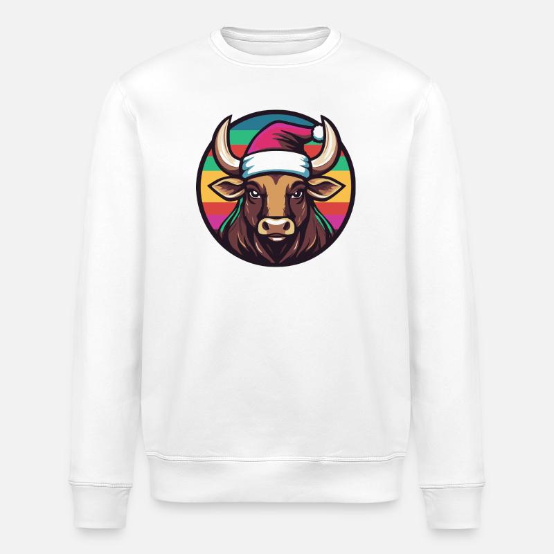 Noël Taureau de Noël - Sweat bio ROLLER Stanley/Stella Unisexe - blanc