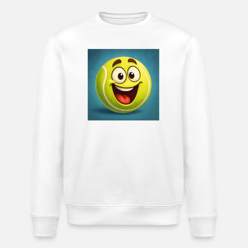Glückliches Tennisball-Gesicht - Stanley/Stella Unisex Bio-Sweatshirt ROLLER - Weiß