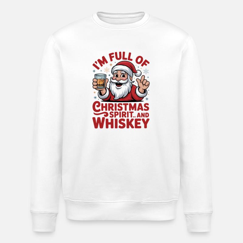 Weihnachts-Whiskey-Weihnachtsgeist - Stanley/Stella Unisex Bio-Sweatshirt ROLLER - Weiß