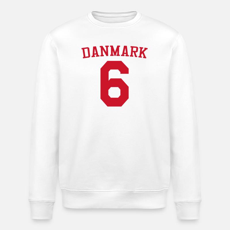 Dänemark 6 – Rotes Textdesign - Stanley/Stella Unisex Bio-Sweatshirt ROLLER - Weiß