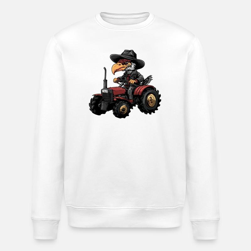 Harpyie Vogel Traktor Farmer - Stanley/Stella Unisex Bio-Sweatshirt ROLLER - Weiß