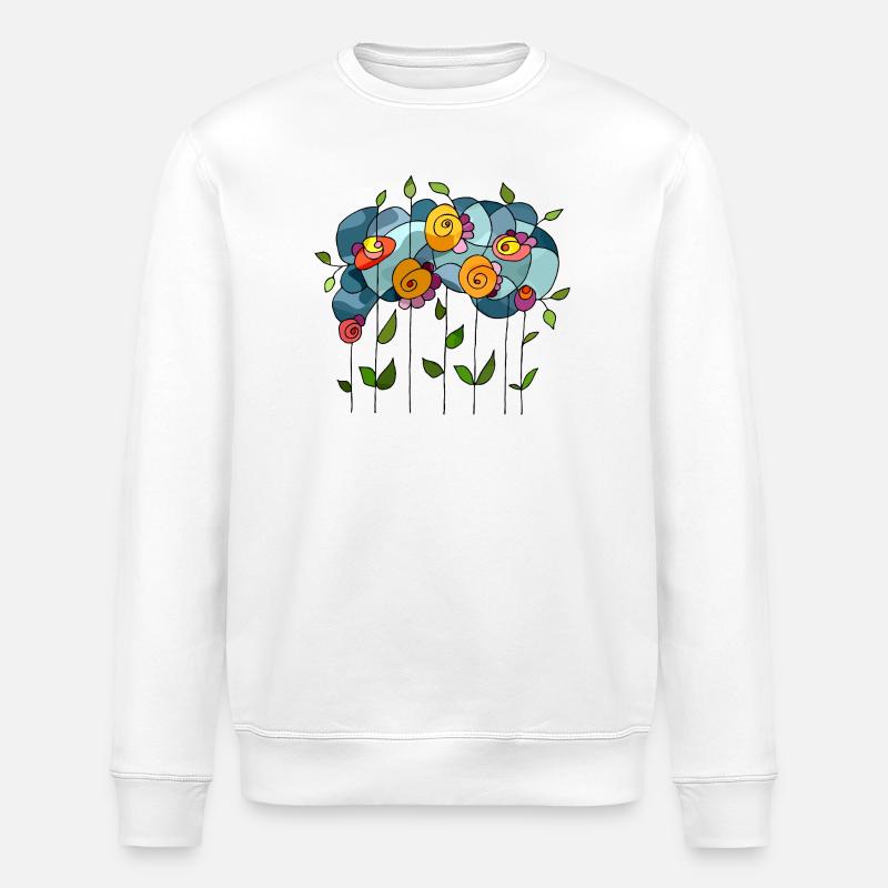Flowers - Stanley/Stella ROLLER Unisex Organic Sweatshirt - white