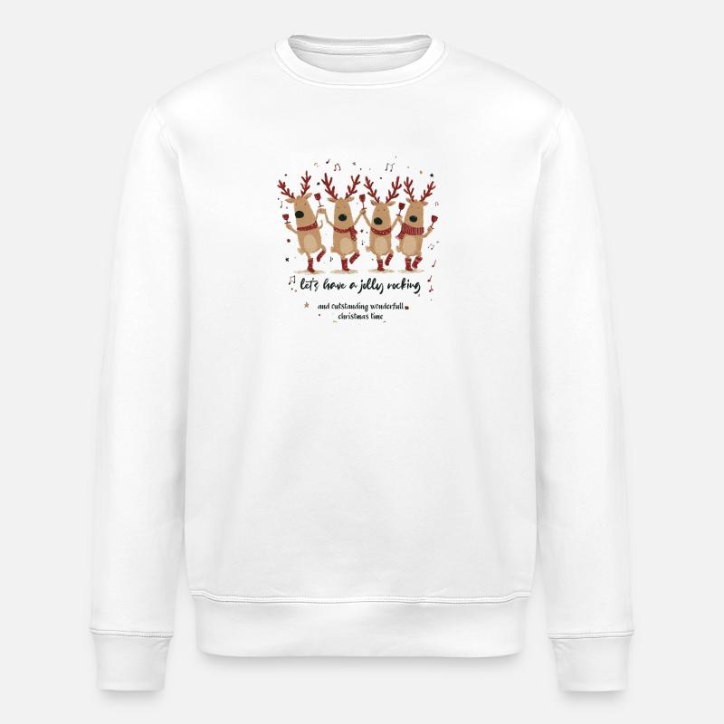 Rentier-Tanzfest Weihnachtsspaß - Stanley/Stella Unisex Bio-Sweatshirt ROLLER - Weiß