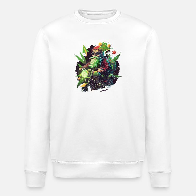 Biker Gnom mit Grasblättern - Stanley/Stella Unisex Bio-Sweatshirt ROLLER - Weiß