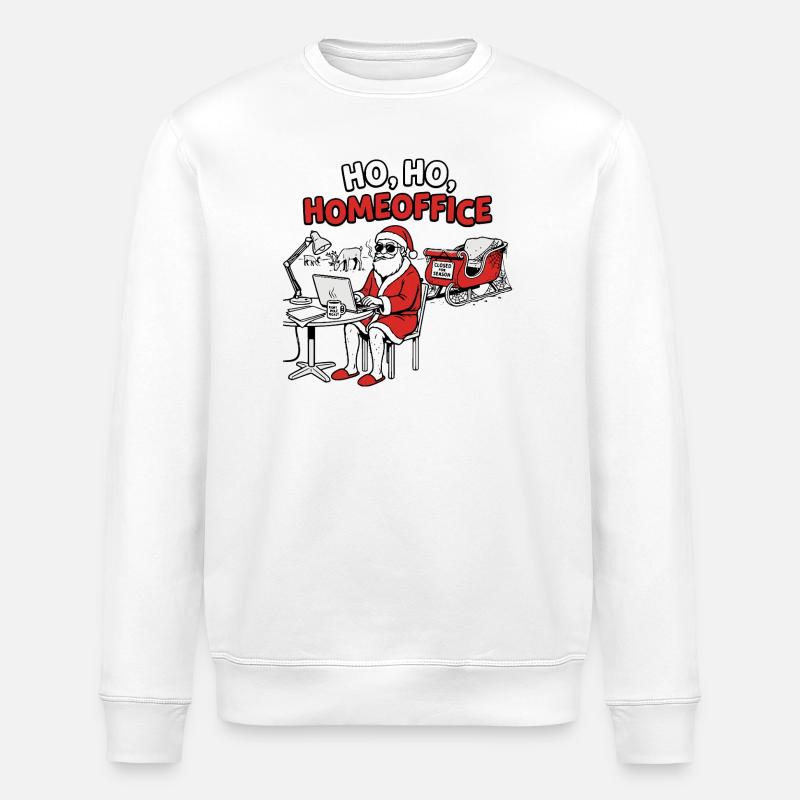Nikolaus Homeoffice Lustiges Weihnachtsdesign - Stanley/Stella Unisex Bio-Sweatshirt ROLLER - Weiß