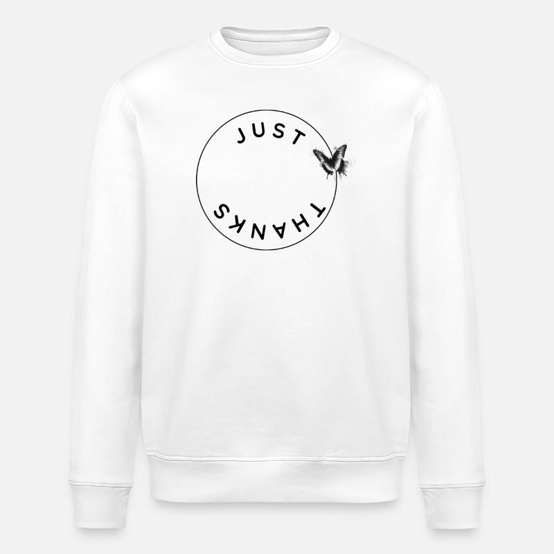 Juste merci - Cercle avec le papillon - Sweat bio ROLLER Stanley/Stella Unisexe - blanc