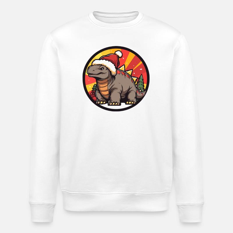 Dinosaurier Comic Santa - Stanley/Stella Unisex Bio-Sweatshirt ROLLER - Weiß