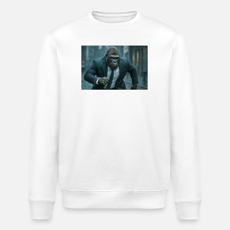 Geschäfts-Gorilla im Regen - Stanley/Stella Unisex Bio-Sweatshirt ROLLER - Weiß