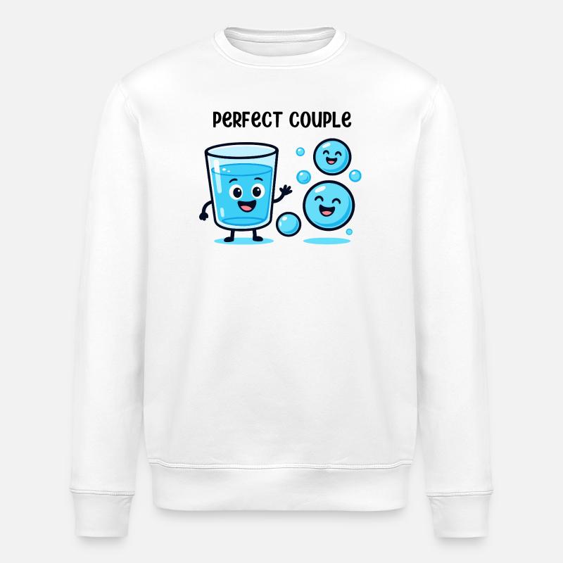 Smiling Water and Bubbles Fun Cartoon - Stanley/Stella Unisex Bio-Sweatshirt ROLLER - Weiß