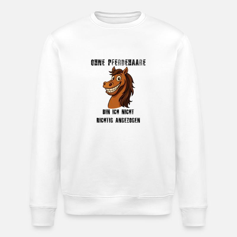 Ohne Pferdehaar – Pferdekarikatur - Freches Pferd - Stanley/Stella Unisex Bio-Sweatshirt ROLLER - Weiß