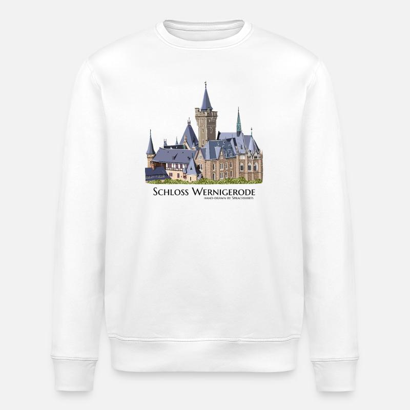 Schloss Wernigerode im Harz, Handzeichnung - Stanley/Stella Unisex Bio-Sweatshirt ROLLER - Weiß