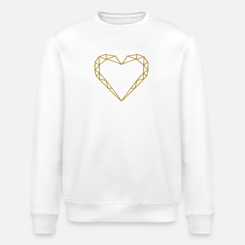 Polygon Herz Edel Handgemalt Goldherz - Stanley/Stella Unisex Bio-Sweatshirt ROLLER - Weiß