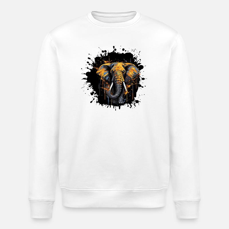 Elephant Splash - Stanley/Stella ROLLER Unisex Organic Sweatshirt - white