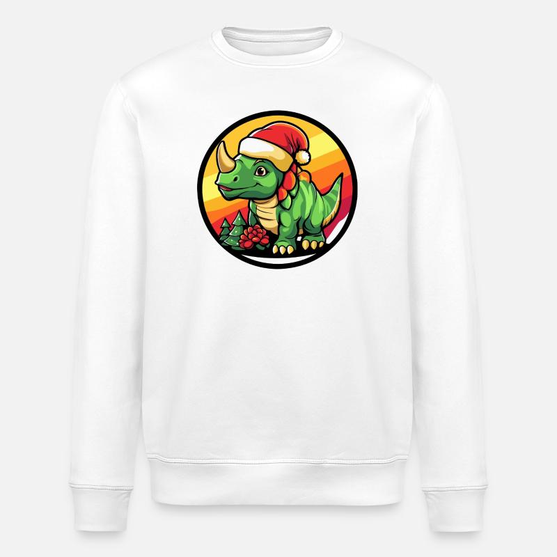 Dino Santa im Weihnachtsglanz - Stanley/Stella Unisex Bio-Sweatshirt ROLLER - Weiß