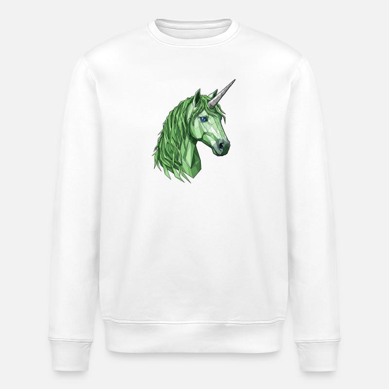 Licorne polygonale verte - Sweat bio ROLLER Stanley/Stella Unisexe - blanc