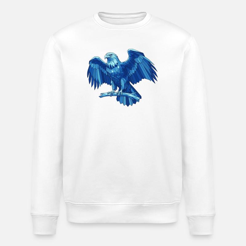 Geometrischer Blauadler mit Schwert - Stanley/Stella Unisex Bio-Sweatshirt ROLLER - Weiß