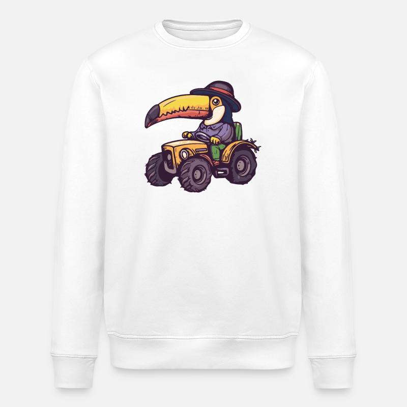 Tukan Vogel Traktor Farmer - Stanley/Stella Unisex Bio-Sweatshirt ROLLER - Weiß