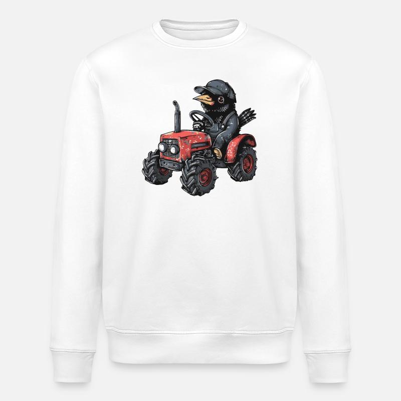 Rabe Krähe Traktor Farmer - Stanley/Stella Unisex Bio-Sweatshirt ROLLER - Weiß