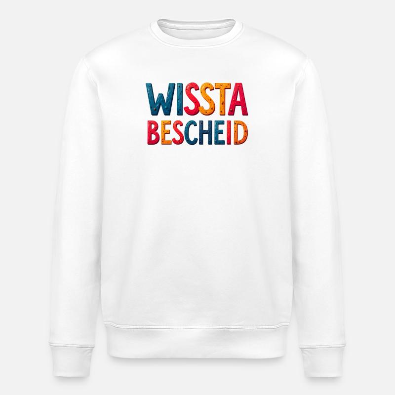 Farbige 3D Schriftkunst Metalllook - Stanley/Stella Unisex Bio-Sweatshirt ROLLER - Weiß