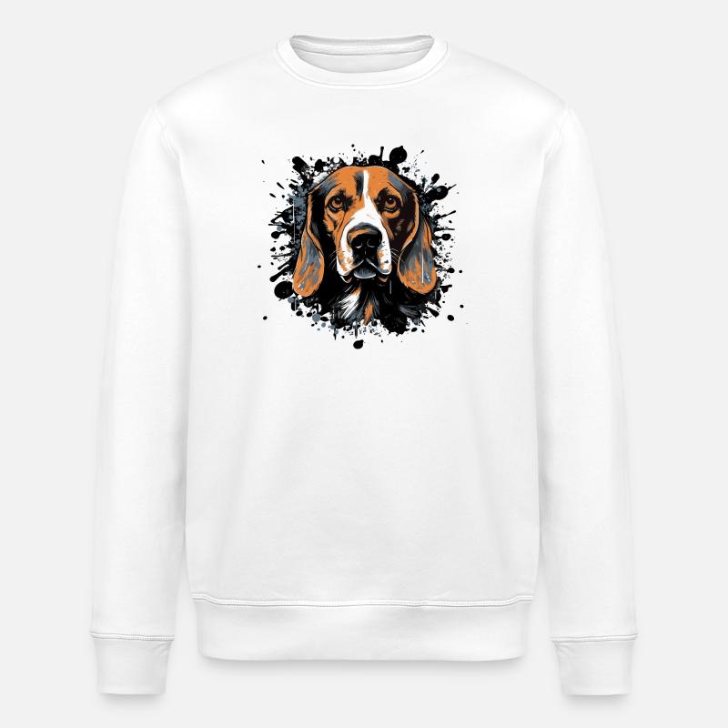 Beagle Spritzporträt - Stanley/Stella Unisex Bio-Sweatshirt ROLLER - Weiß