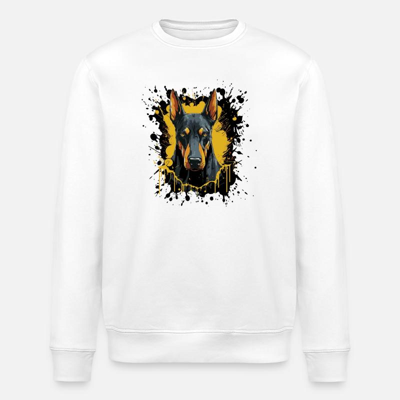 Art éclaboussuré Doberman - Sweat bio ROLLER Stanley/Stella Unisexe - blanc