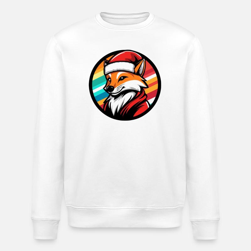 Fuchs im Santa-Look mit Regenbogen - Stanley/Stella Unisex Bio-Sweatshirt ROLLER - Weiß