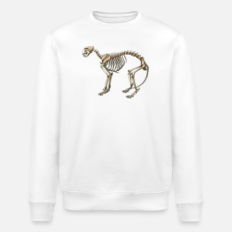 Illustration Cat Skeleton - Stanley/Stella Unisex Bio-Sweatshirt ROLLER - Weiß