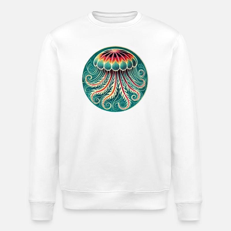 Lebendige Quallen-Mandala - Stanley/Stella Unisex Bio-Sweatshirt ROLLER - Weiß