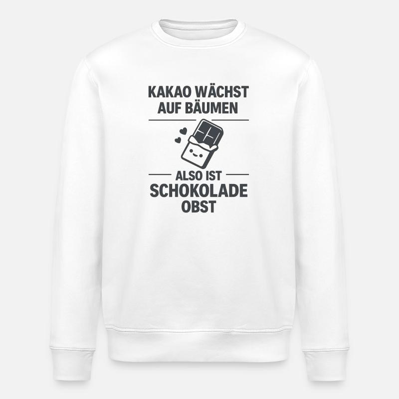Cocoa Saying – Chocolate is Fruit - Stanley/Stella ROLLER Unisex Organic Sweatshirt - white
