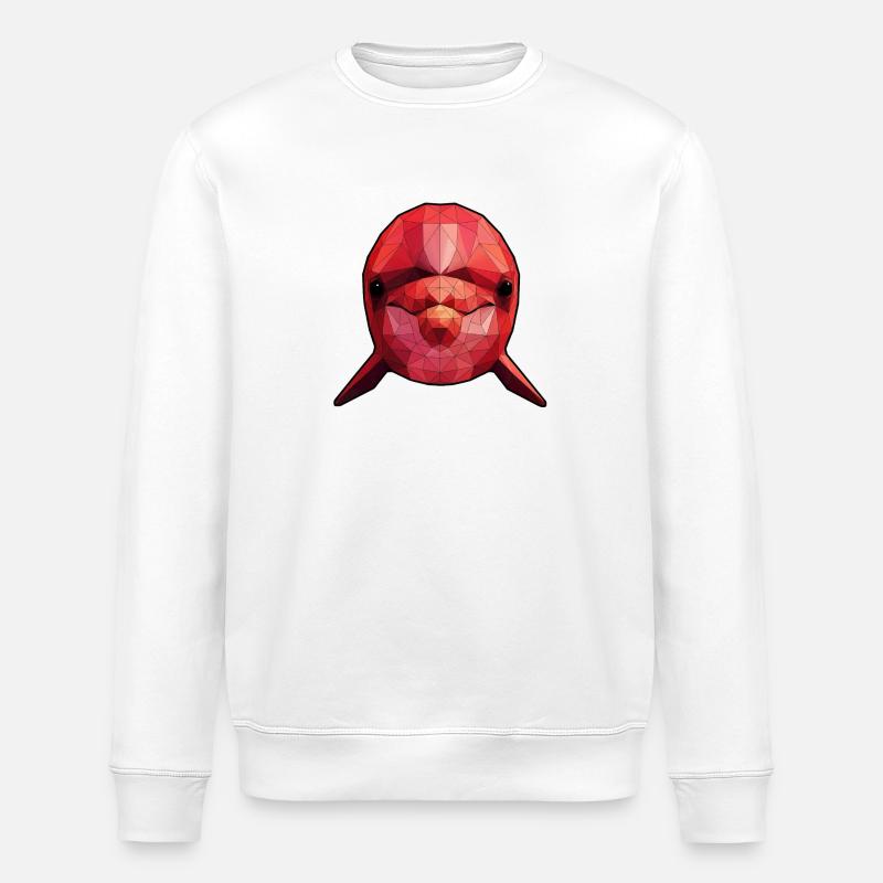 Roter Polygonfisch Geometrische Kunst - Stanley/Stella Unisex Bio-Sweatshirt ROLLER - Weiß
