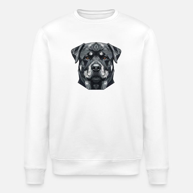 Geometrisches Hundegesicht - Stanley/Stella Unisex Bio-Sweatshirt ROLLER - Weiß