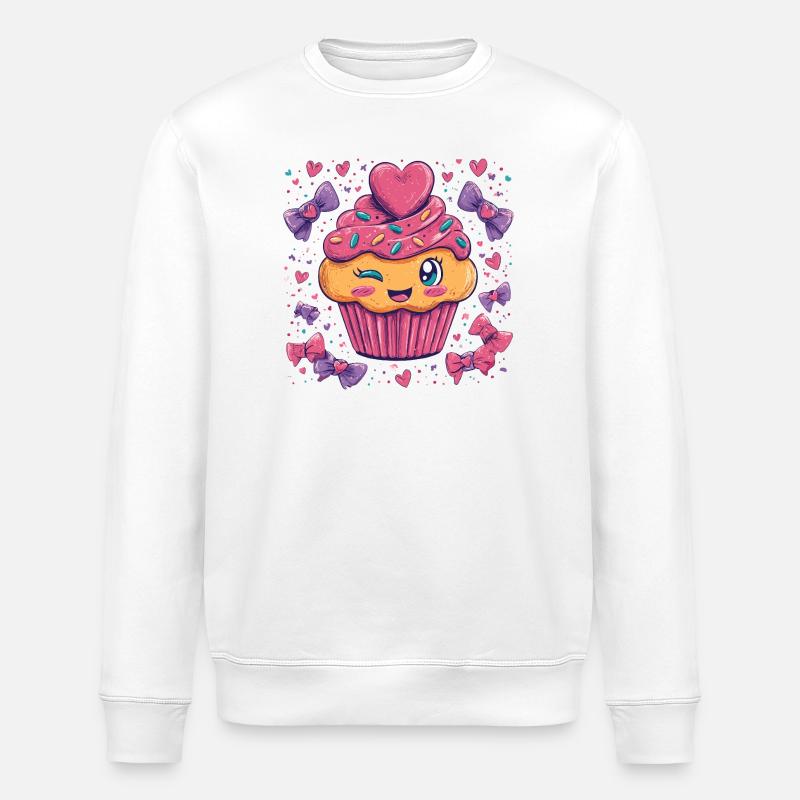 Herzsprinkle Cupcake Charme - Stanley/Stella Unisex Bio-Sweatshirt ROLLER - Weiß