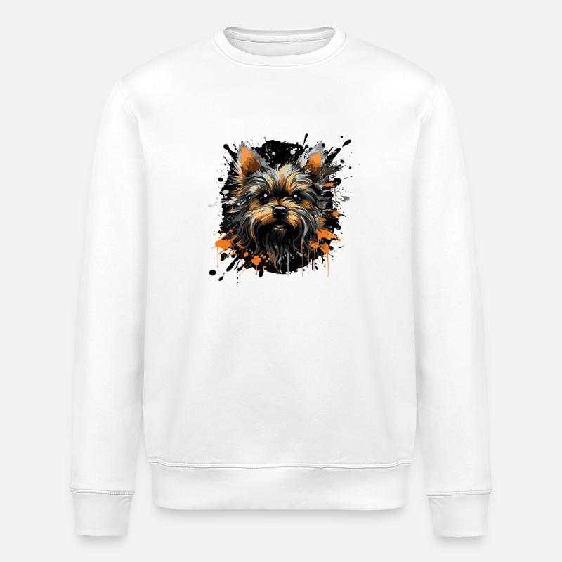 Yorkshire Terrier Splatter - Stanley/Stella Unisex Bio-Sweatshirt ROLLER - Weiß