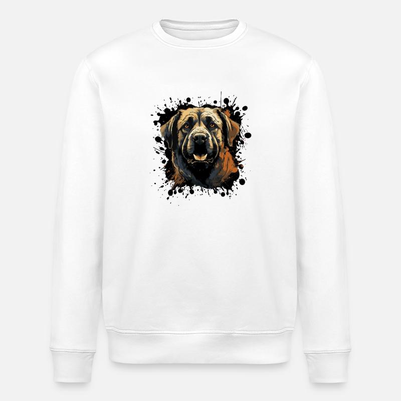 Wasserfarbenes Hundeporträt Splash - Stanley/Stella Unisex Bio-Sweatshirt ROLLER - Weiß