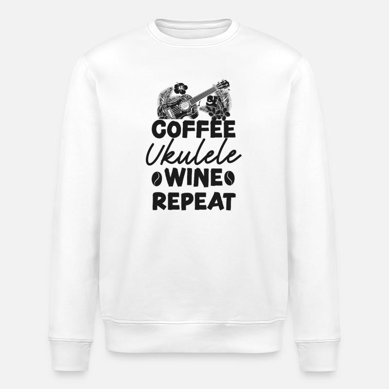 Hawaiian Ukulele Uke Coffee Wine - Stanley/Stella Unisex Bio-Sweatshirt ROLLER - Weiß