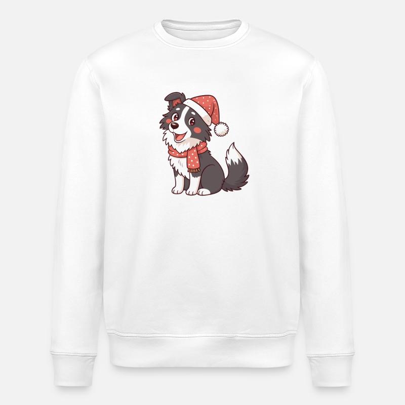 Kawaii-Weihnachtsmaskottchenhund - Stanley/Stella Unisex Bio-Sweatshirt ROLLER - Weiß