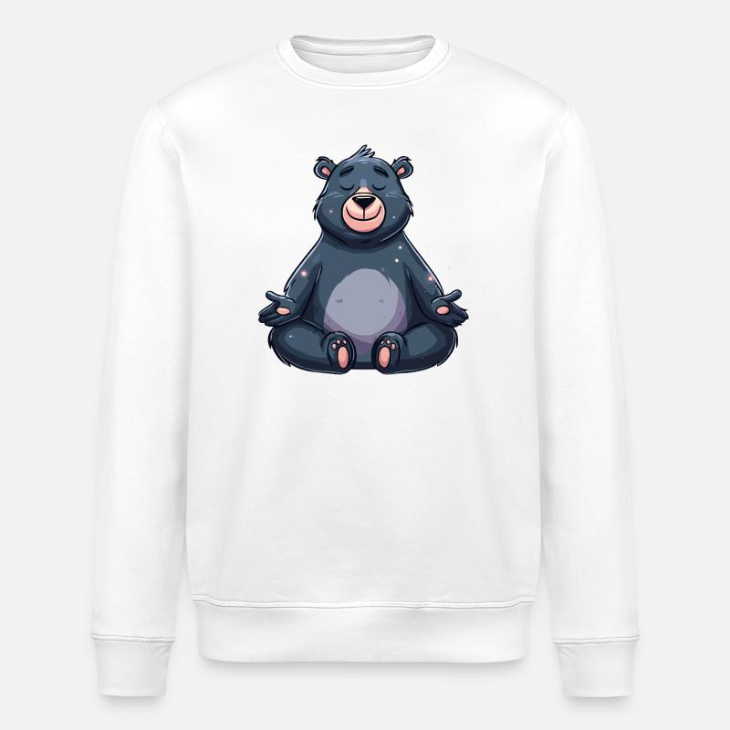 Zen-Bär Meditierend - Stanley/Stella Unisex Bio-Sweatshirt ROLLER - Weiß