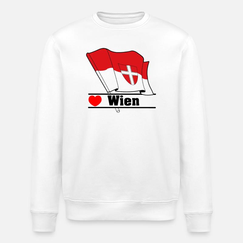 Drapeau de Vienne avec cœur - Sweat bio ROLLER Stanley/Stella Unisexe - blanc