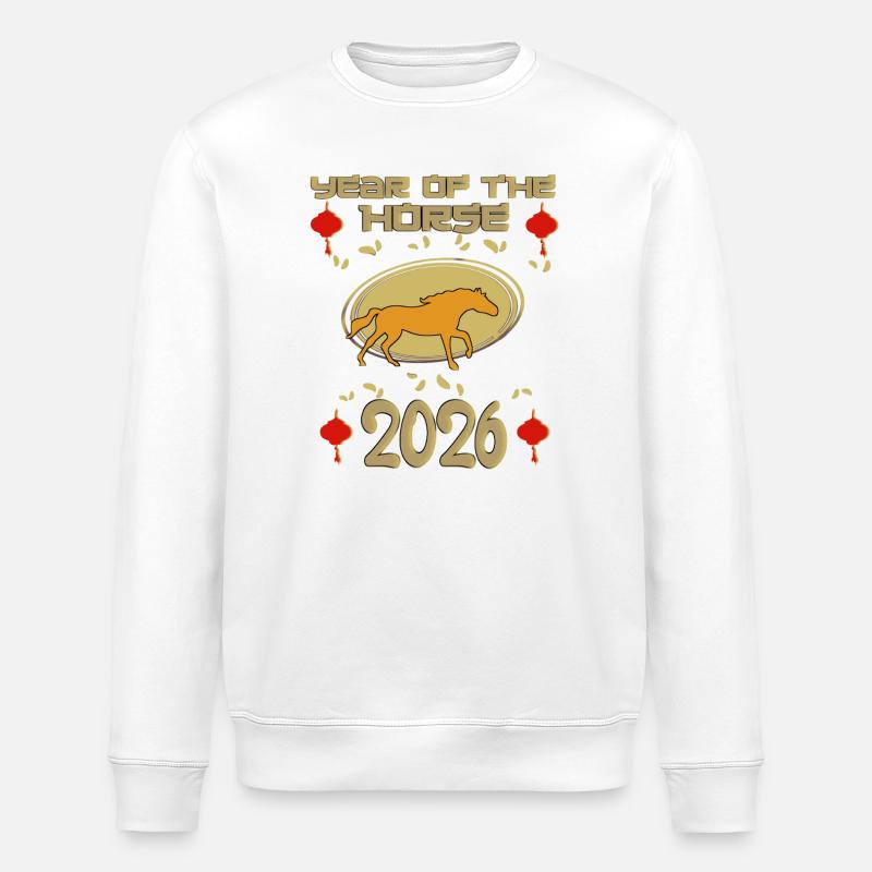 Année du cheval 2026 Zodiaque chinois - Sweat bio ROLLER Stanley/Stella Unisexe - blanc