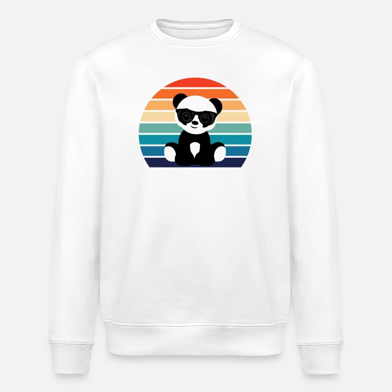 Cool Panda Graphic - Stanley/Stella ROLLER Unisex Organic Sweatshirt - white