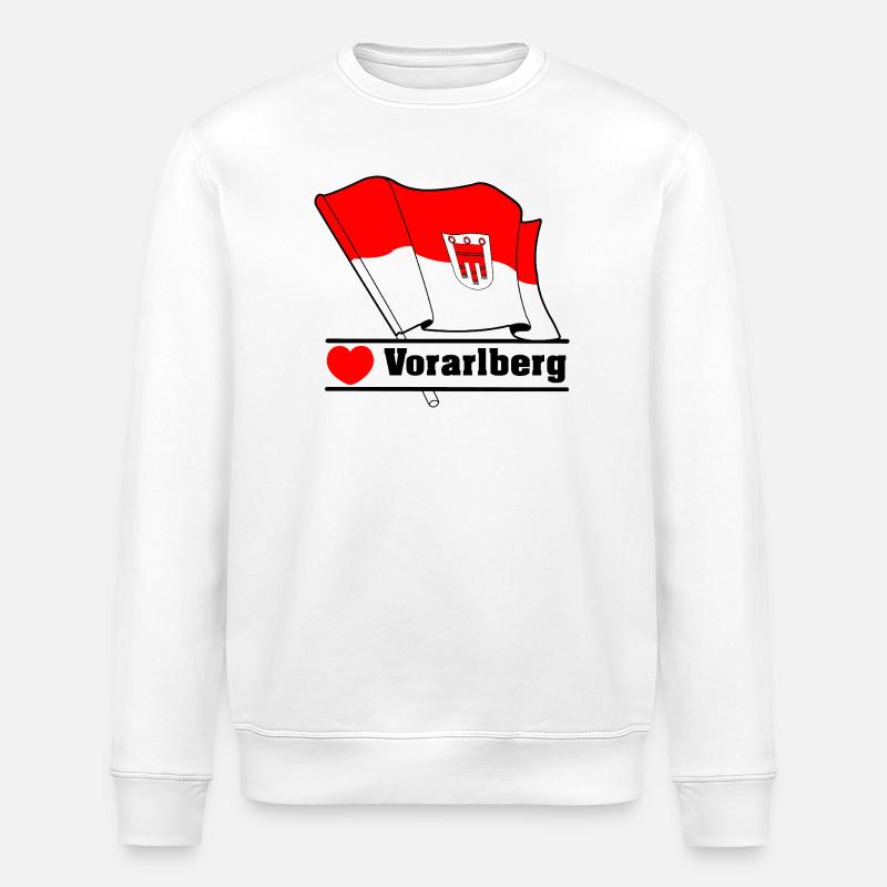 Vorarlberger Flagge mit Herz - Stanley/Stella Unisex Bio-Sweatshirt ROLLER - Weiß
