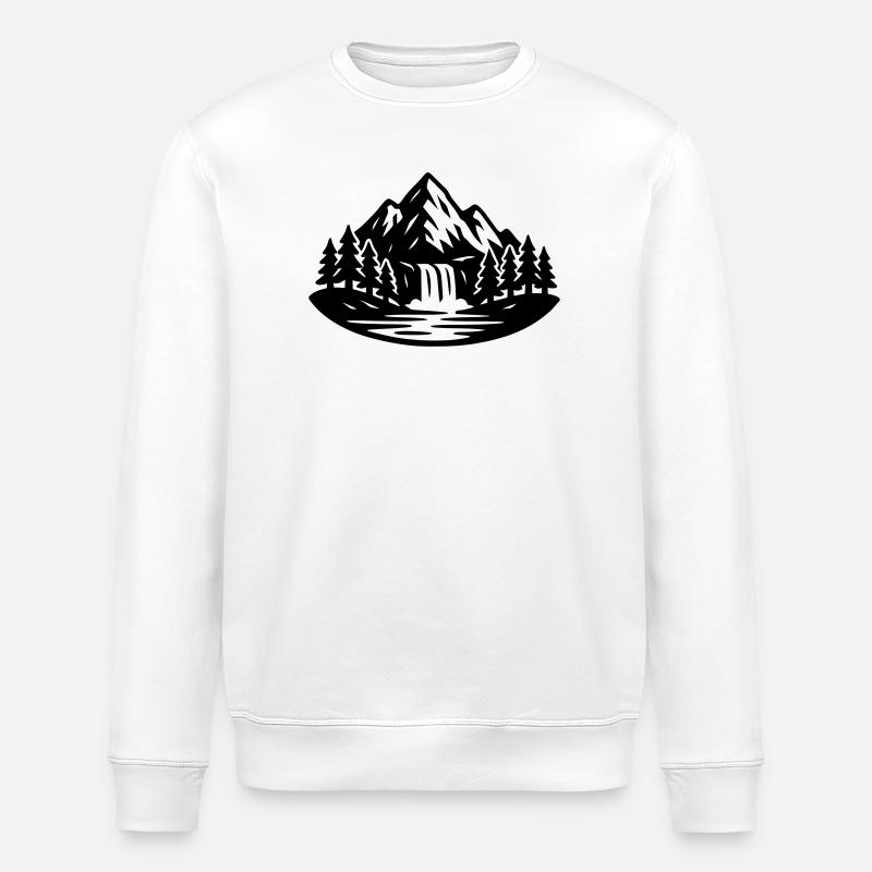 Berge Landschaft Wald Wasserfall - Stanley/Stella Unisex Bio-Sweatshirt ROLLER - Weiß