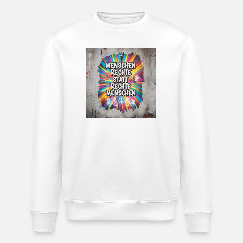 Menschenrechte statt rechte Menschen Statement - Stanley/Stella Unisex Bio-Sweatshirt ROLLER - Weiß