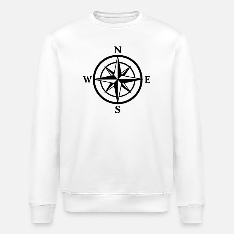 Nachtkompass Kompassrose Grafik - Stanley/Stella Unisex Bio-Sweatshirt ROLLER - Weiß