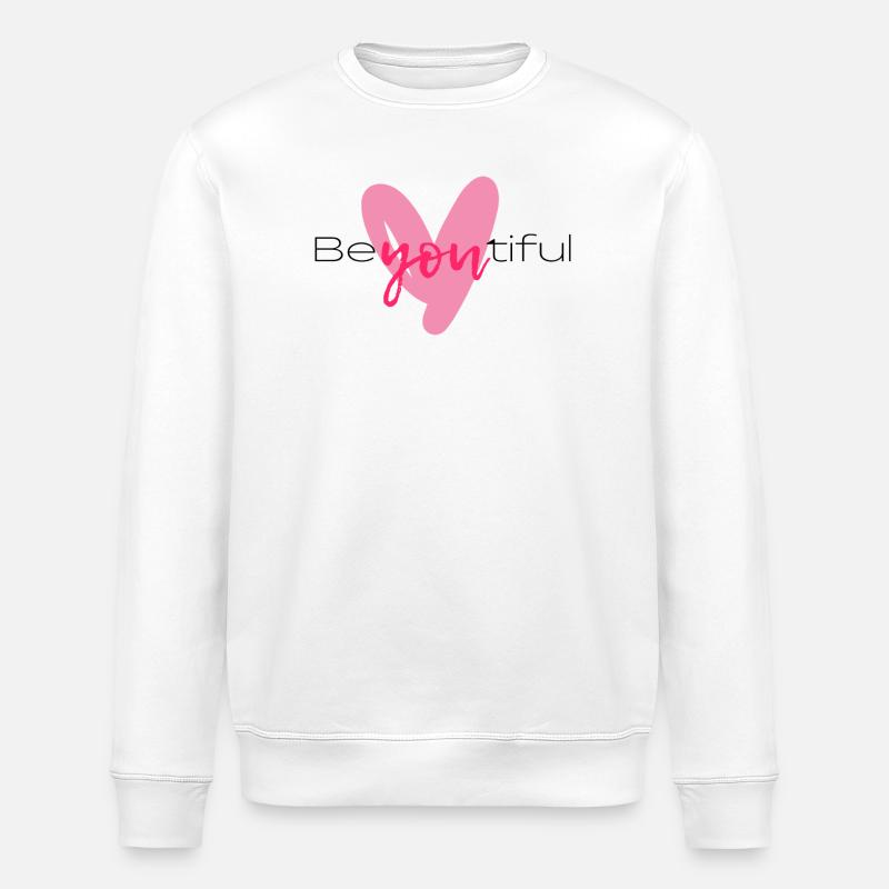 Du im rosa Herz-Stil - Stanley/Stella Unisex Bio-Sweatshirt ROLLER - Weiß