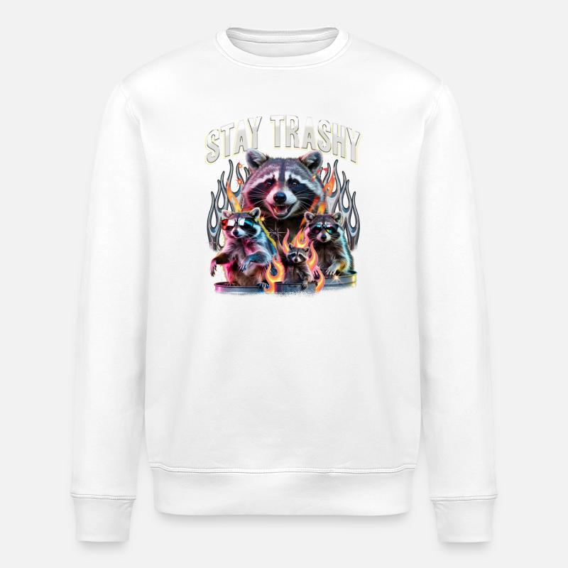 Drôle de raton laveur - Sweat bio ROLLER Stanley/Stella Unisexe - blanc